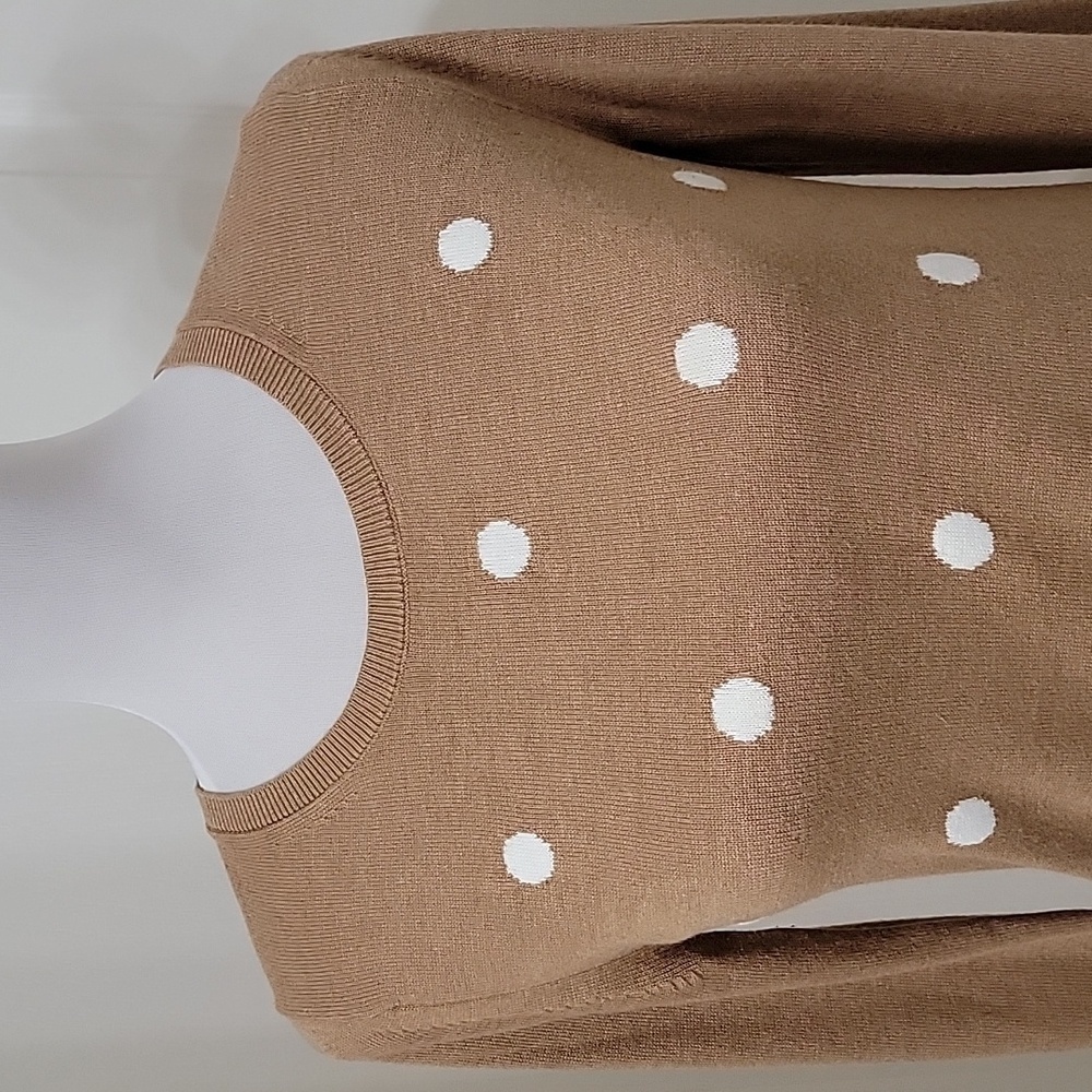 Banana Republic Size S Beige with White Polka Dot Long Sleeve Sweater, GUC - Picture 2 of 11